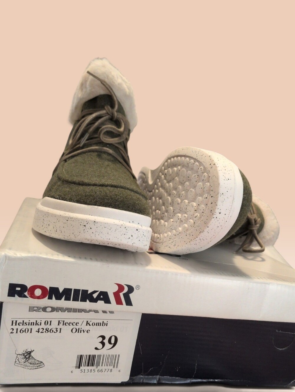 Romika Helsinki 01 Fleece Kombi Olive Boots Size 39